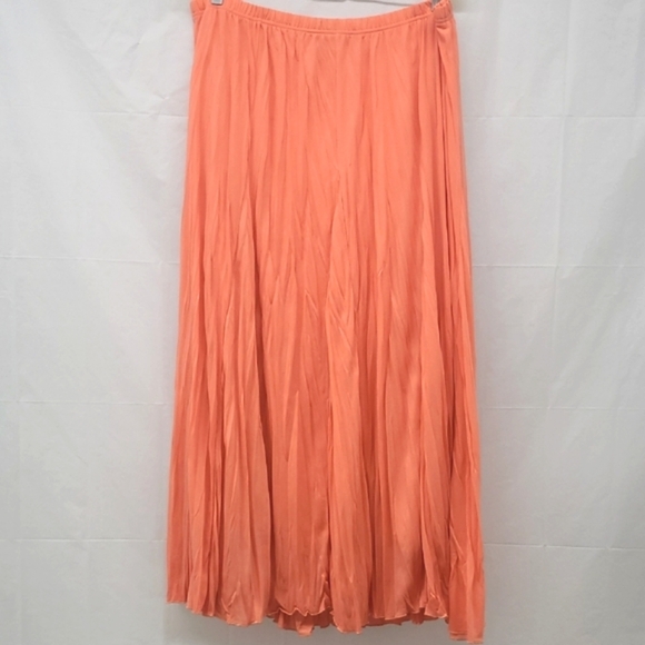 Broomstick Maxi Skirt Peach Lined Solid Color Elastic Waist Stretchy Bohemian - Picture 1 of 8